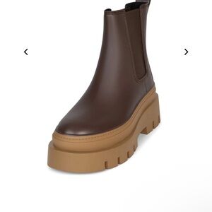 Jeffrey Campbell Brown Winter & Rain Boots with Chelsea Style and Chunky Sole